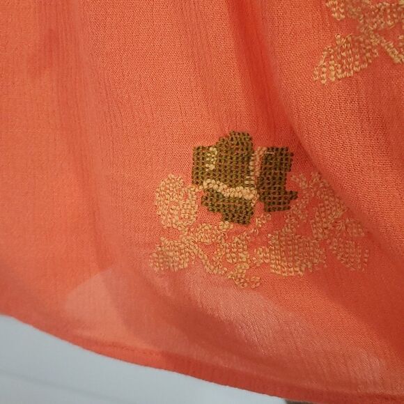 Free People Wild One Mini Dress Embroidered Orange Flower Detail Size Small - Picture 4 of 6
